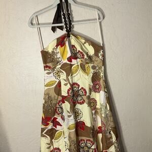 Amanda lane yellow and red rockabilly retro halter midi full skirt. Dress. NWT.